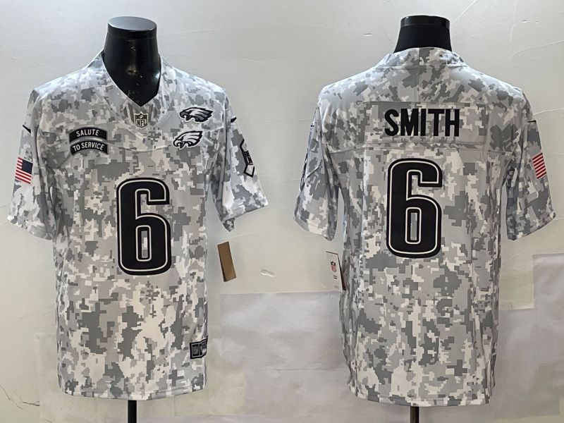 Men Philadelphia Eagles #6 Smith Camo Nike 2025 Salute to Service Limited NFL Jersey style 5